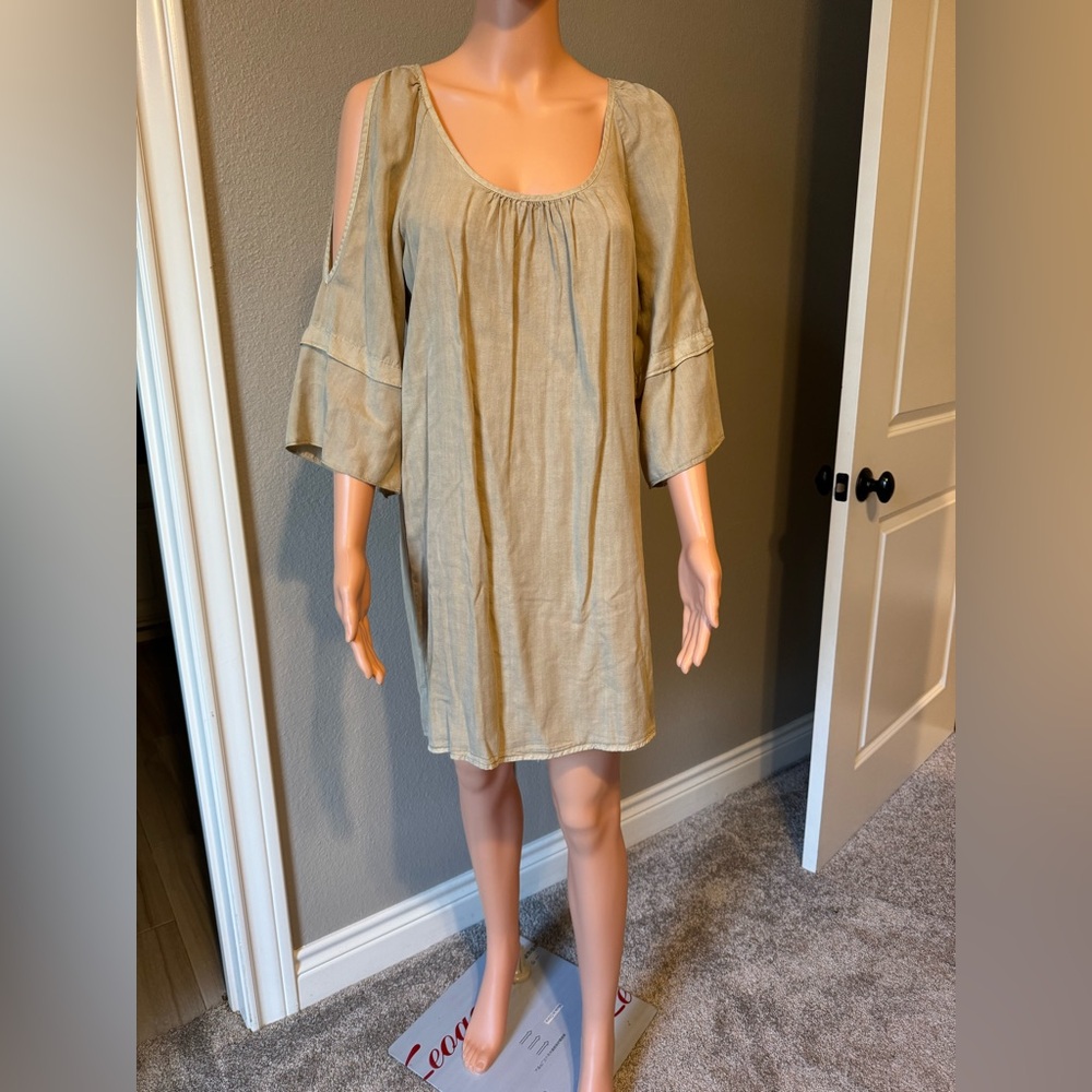 Glam dress, new with tags, khaki color.